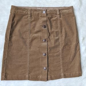 Tan Corduroy Button Front Bass Skirt / Size 4